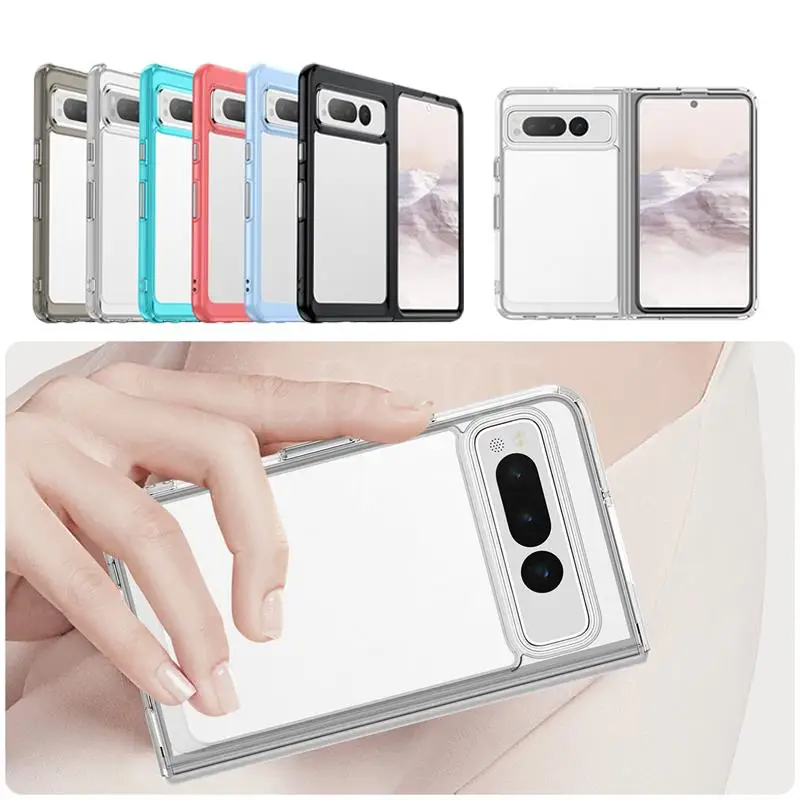 For Google Pixel Fold Case Luxury Silicone Clear Bumper For Pixel Fold Capa TPU Shockproof Case For Google Pixel Fold Cover