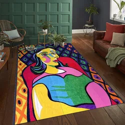 Abstract Painting Artistic Living Room Carpet Foldable Machine Washable Coffee Table Plush Mat Bedroom Fluffy Rug Ковер Tapis 러그