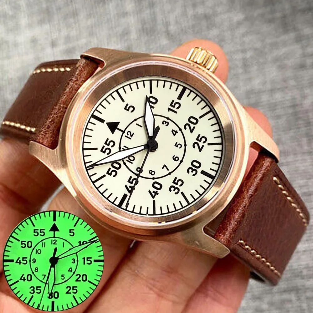 CUSN8 Solid Bronze 36mm Tandorio Lume Dial NH35 Automatic Mechanical 20ATM Diving Watch Men Sapphire Glass Leather Band