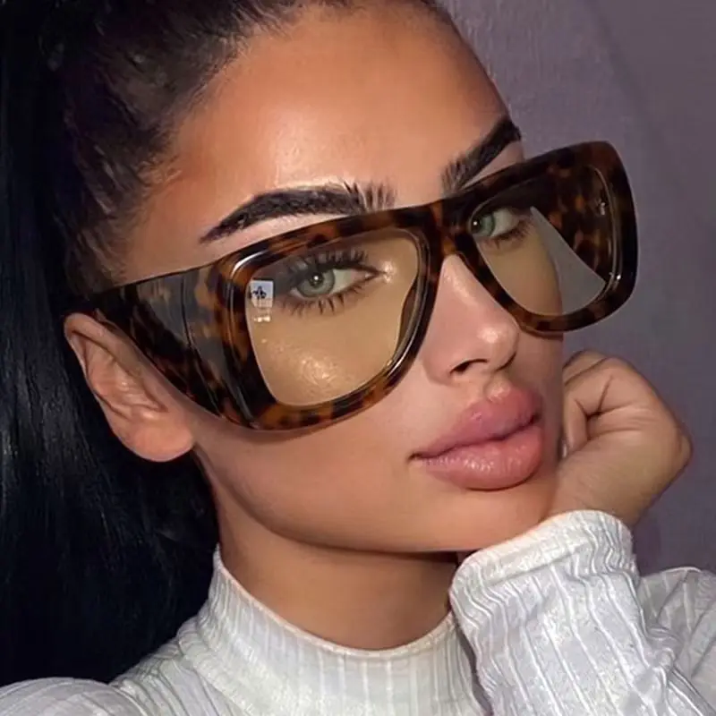 Oversized Windproof Square Sunglasses Women Luxury Y2K Punk Thick Frame Futuristic Fashion Sun Glasses Shield Mask Eyewear