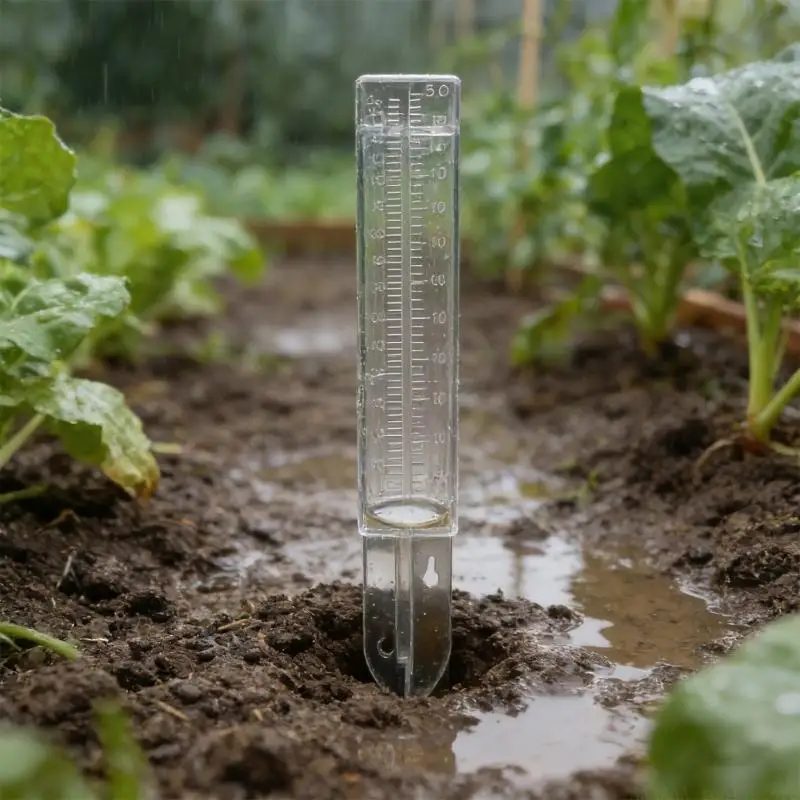 A2BE Plastic Rain Gauge For Garden Landscaping Agriculture With Clear Scale And Ground Spikes Design Easy To Install And Read