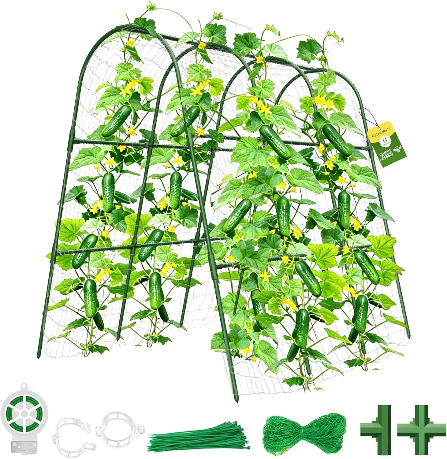 

Зеленая металлическая U-образная садовая опора для вьющихся растений, поддерживает огурцы и лозу в приподнятых грядках, 47.2x47.2x21.6 дюймов