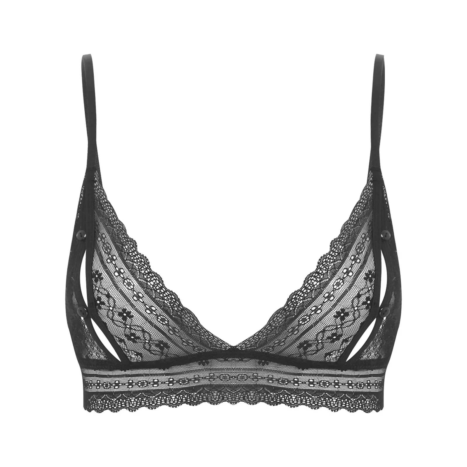 

Women Sexy Lace Bra Breathable Exquisite Lace Bra Triangle Bra Front Buttons Openable Breast Exposable Bra Lingerie Bra Tops