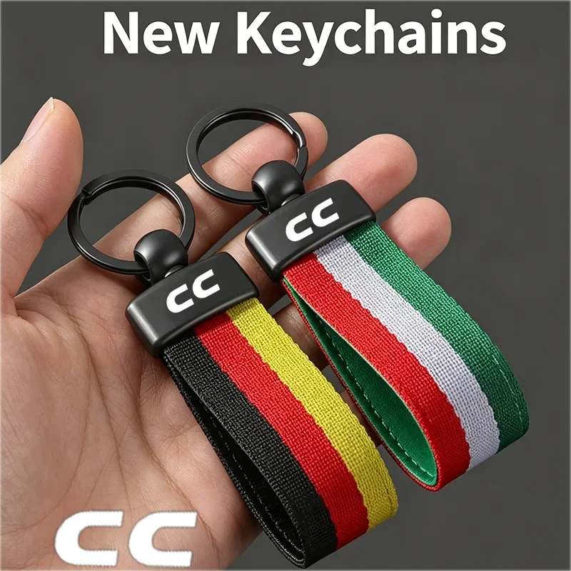 Nylon Webbing Keyring Pendant Car Key Chains Holder for Volkswagen CC Logo SR36 Touareg Sharan 4 Motion Keychain Accessories