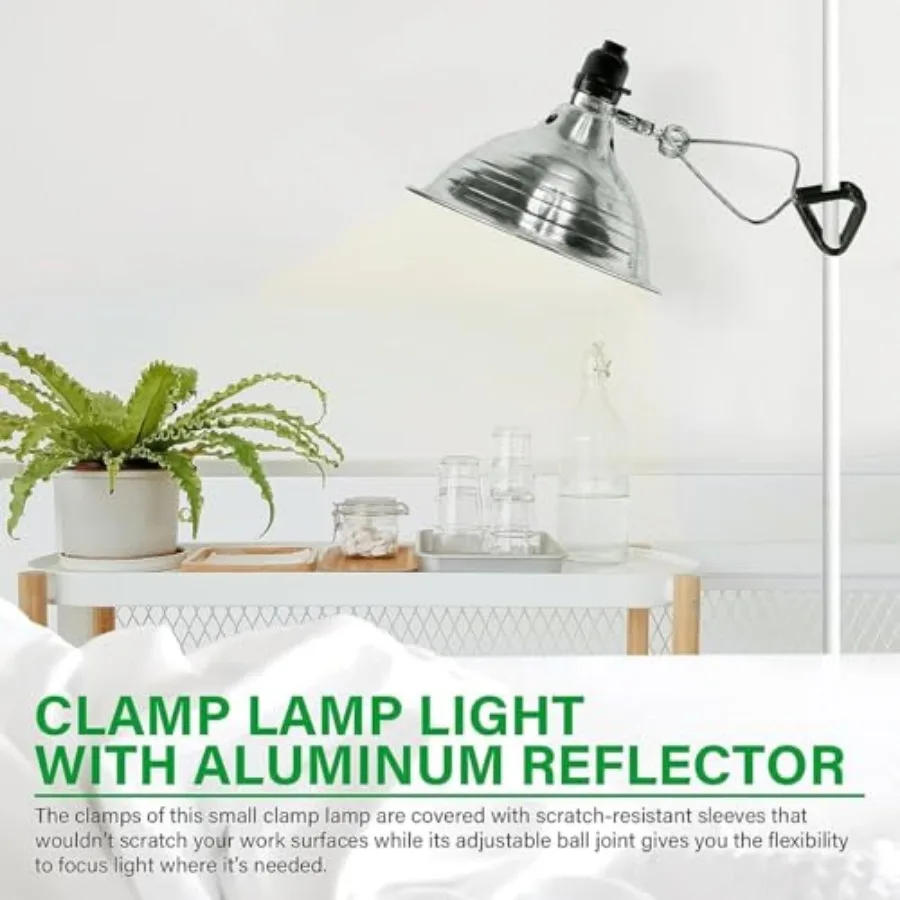 Clamp Lamp Light Socket with Aluminum Reflector, Suit for Max Watt Lamp No Bulb cluded with 18/2-Gauge 6 Feet Cord - view 5