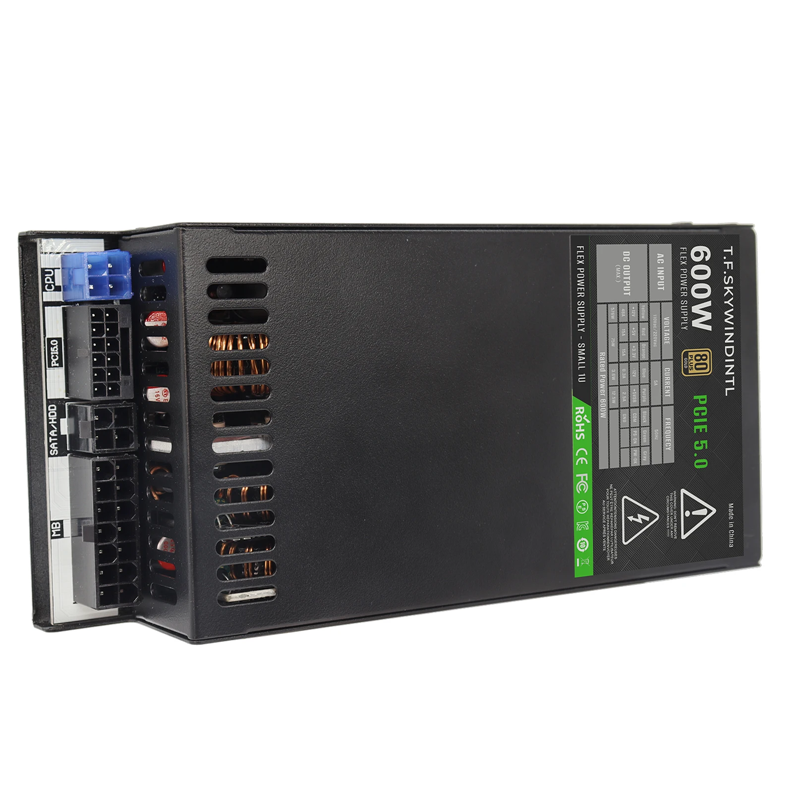 

600W FLEX ATX Power Supply 80 Plus Gold Fully Modular PSU Full Voltage with Gen 5 12VHPWR GPU Connector for Desktop PC Server POS AIO System