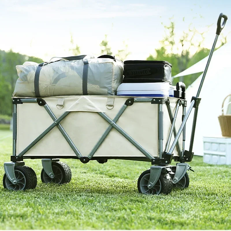Upgrade 100KG Load European-style Outdoor Camping Trolley Folding Small Trailer Camp Trolley Shopping Cart Light And Simple Trol