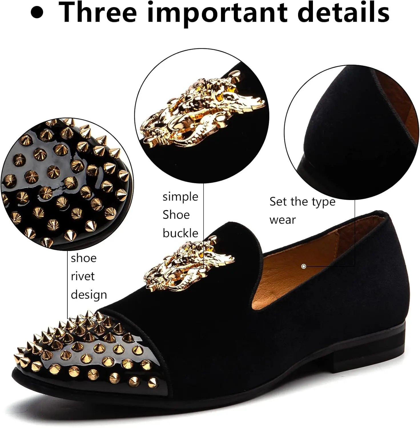 Mens Velvet Loafers Dress Shoes with Metal Embellishments Party Luxury Loafer Shoes