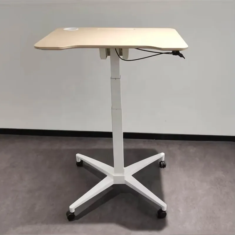 Modern Single Leg Movable Pneumatic Height Adjustable Standing Desk Space-Saving Top Lift Sit Stand Desk Table Escritorio
