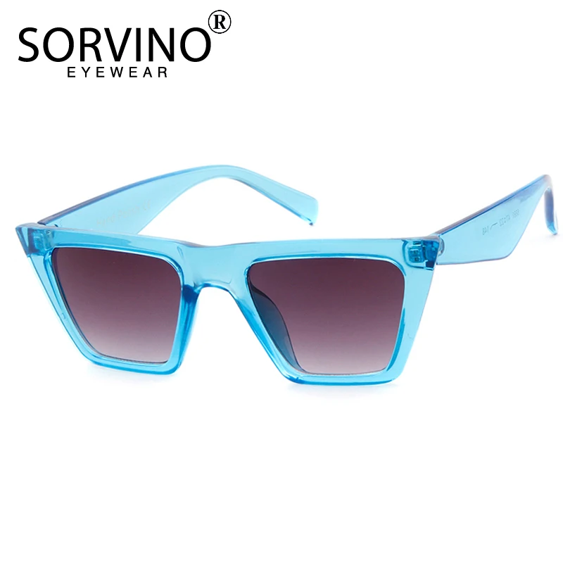 

SORVINO Colorful Flat Top Cat Eye Sunglasses Women Men New Brand Design Vintage Blue Pink Square Sun Glasses Unique Shades UV400