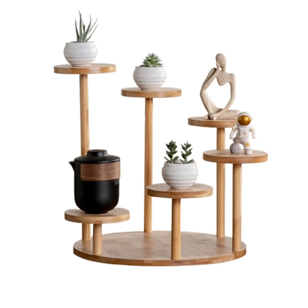 Bamboo Shelf Desktop Flower Rack Tree Branch shape Multi-layer Desktop Plants Stand Flower Storage Home Decoration
