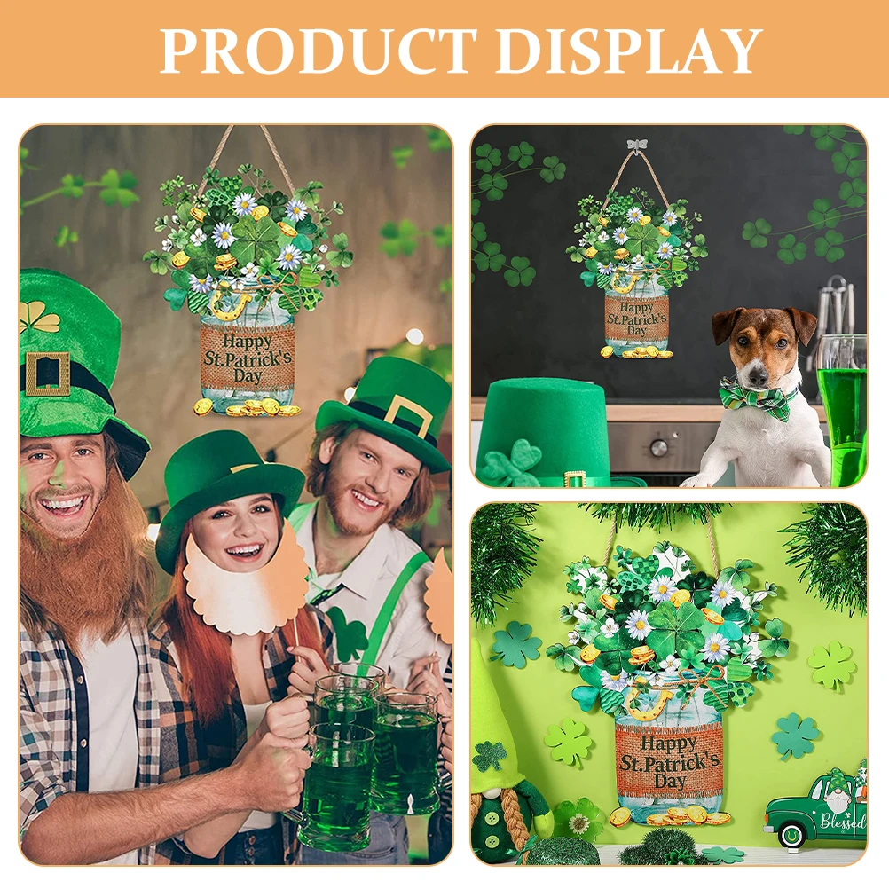 

Saint Patrick's Day Decor Wooden Hanging Sign for Door Garden Party Supplies Festive Atmosphere Safe