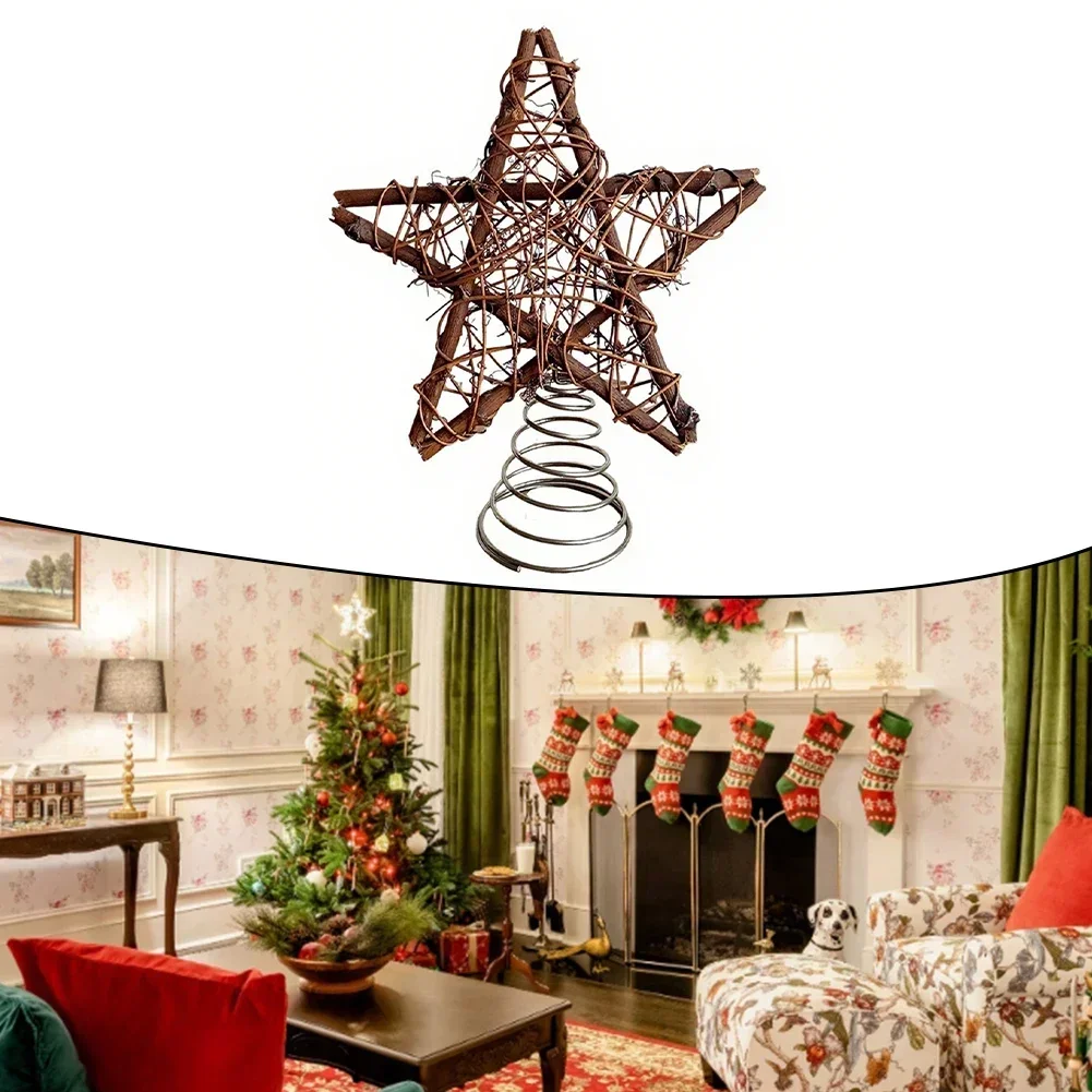 

Christmas Tree Star Ornament With Spiral Wood Wire Design Perfect For Traditional And Modern Holiday Decoration