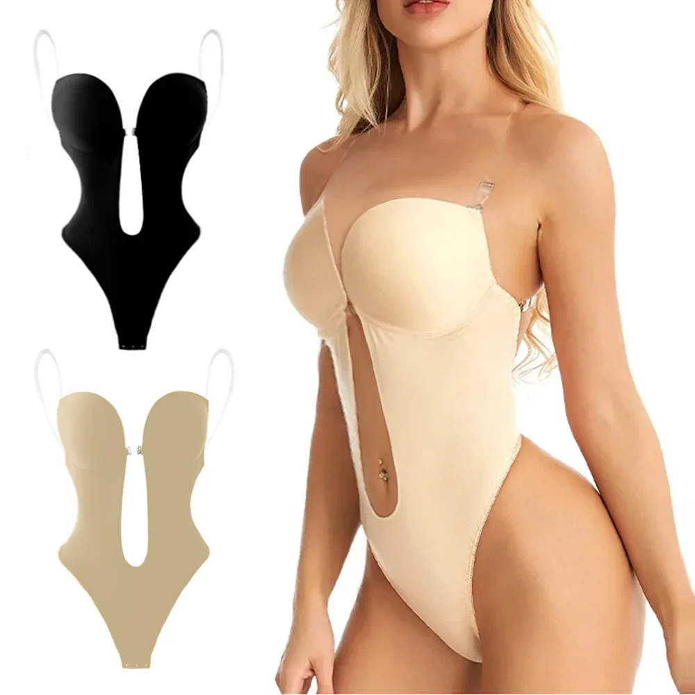 Women Body Shaper Bra Backless Bodysuits Thong Invisible Tummy Control Shapewear Girdle Sheath Slimming Underwear Push Up Corset