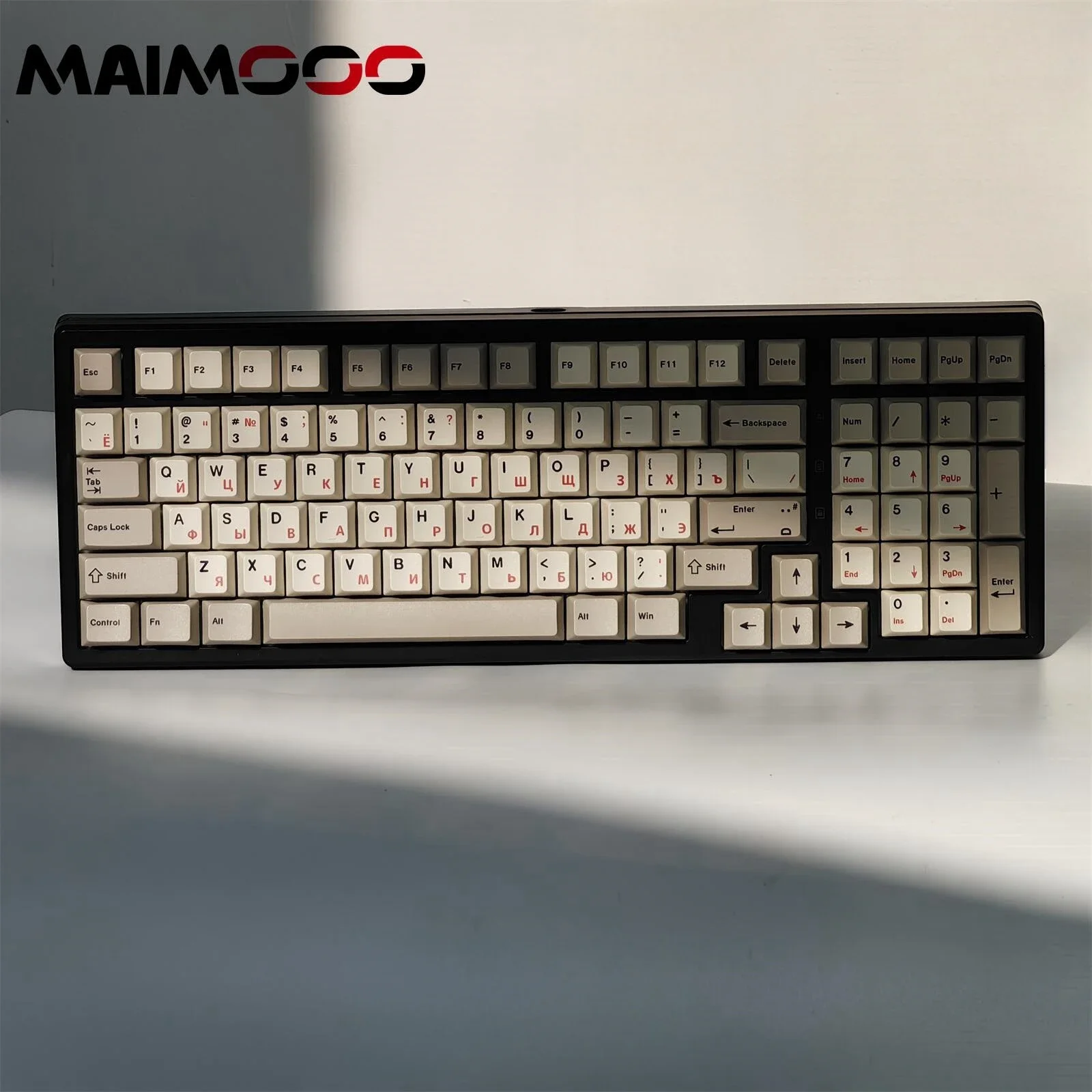 MAIMOOO-Clássico retro russo Keycaps, 113 teclas, vermelho, branco, cinza, OEM, Pbt teclado mecânico, DIY, estilo simples Ru Keycap, 9009