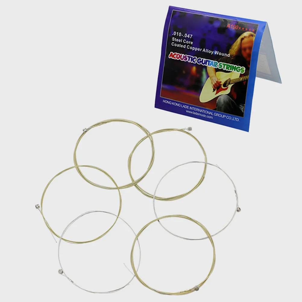 6Pcs Replacement Guitar Strings Acoustic Folk Steel String Set for Musical Instrument Players Enhanced Volume and Balanced
