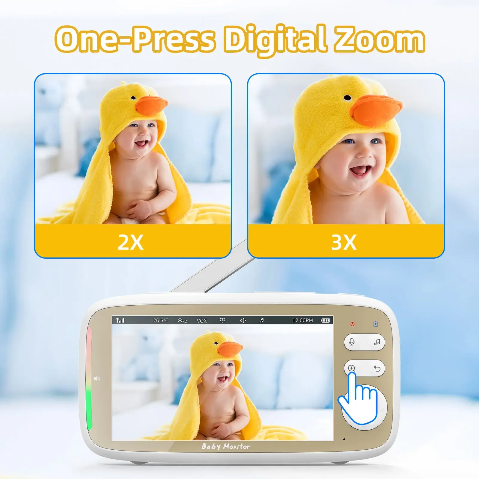 5 Inch Baby Monitor 3x Zoom PTZ Cam APP+monitor Dual Control WIFI Electronic Baby Sitter Two Way Audio Night Vision Baby Phone