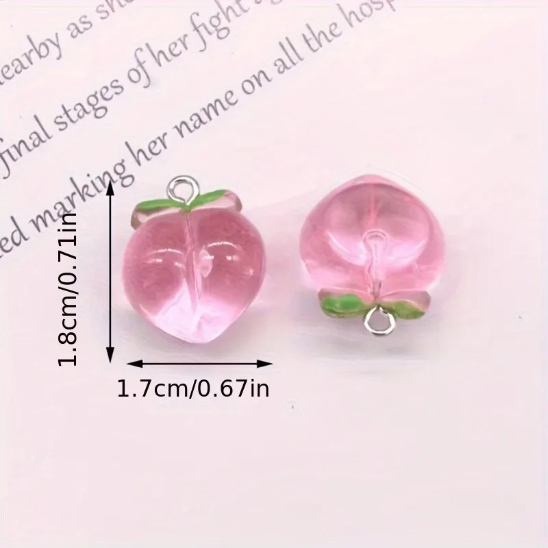 10pcs 3D Pink Peach Charms Fruit Pendants for Jewelry Making DIY Handmade Bracelet Earrings Key Chain Accessories - Image 4