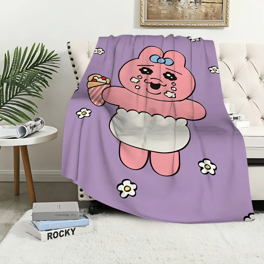 Cartoon O-Opanchu Cute Usagi Bunny Blanket Plush Nap Sofa rug for Living Room Warm Office Bedroom Birthday Home Travel Kid Gifts