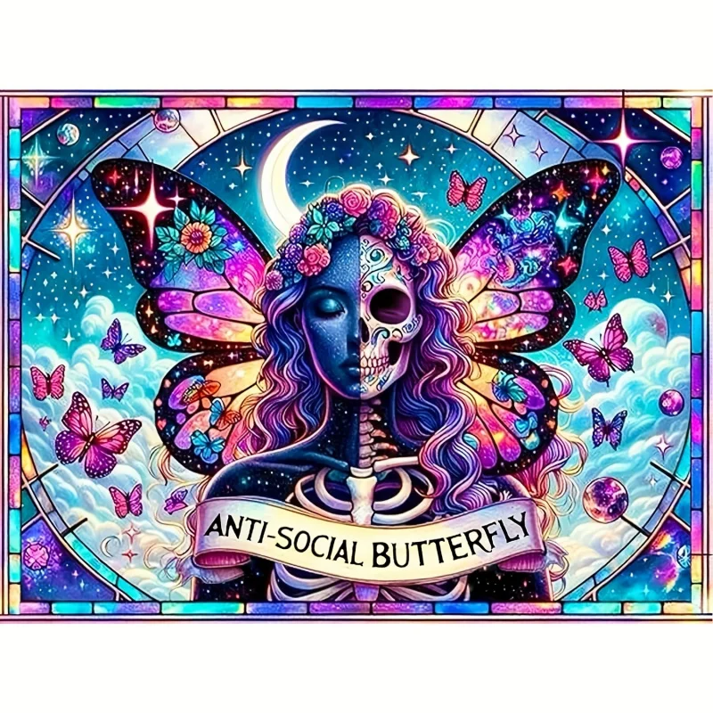 Diamond Painting Set, Halloween Skeleton Theme, Round Diamond Full Diamond Art, Multiple Specifications to Choose From, Frameles