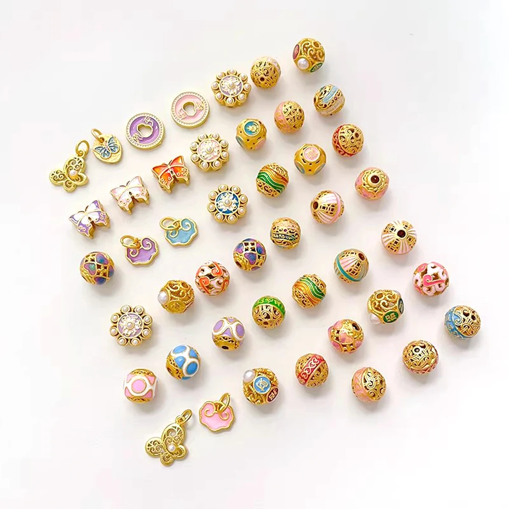Gold-plated Brass Retro Cloisonn É Hollowed Out Butterfly Spacer Beads DIY Jewelry Making Necklace Bracelet Accessory Materials