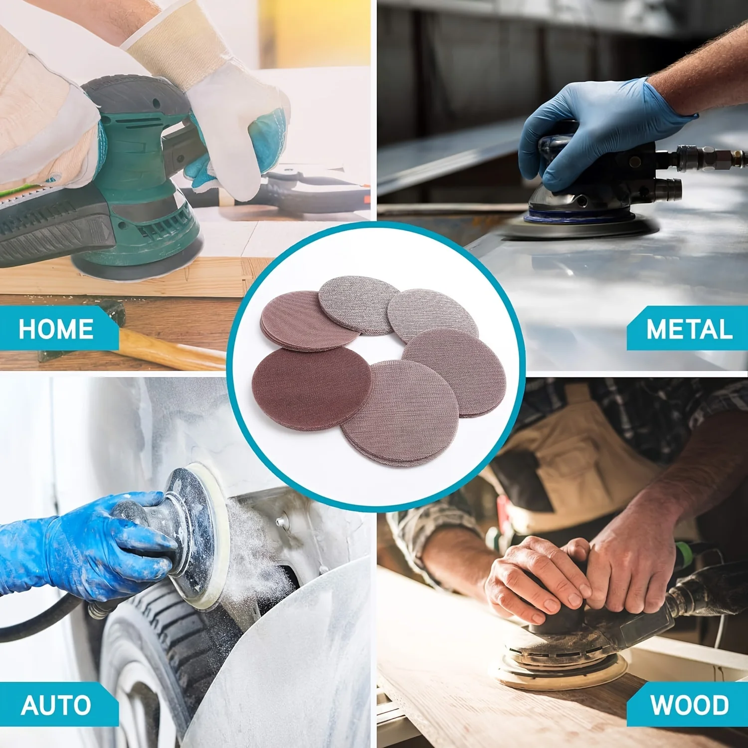 10 Stück 125mm Netz-Schleifscheiben, 5 Zoll Staubfreies Klett-Schleifpapier, Körnung 80/100/150/240/400 für Auto- und Holzschleifen, Polieren – Detail 7