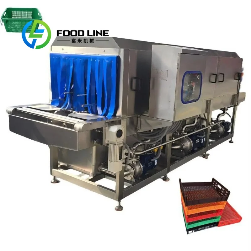 Continuous Tray Basket Washing Machine Inline Conveyor System Connects Easily With Other Production Lines For Seamless Workflow