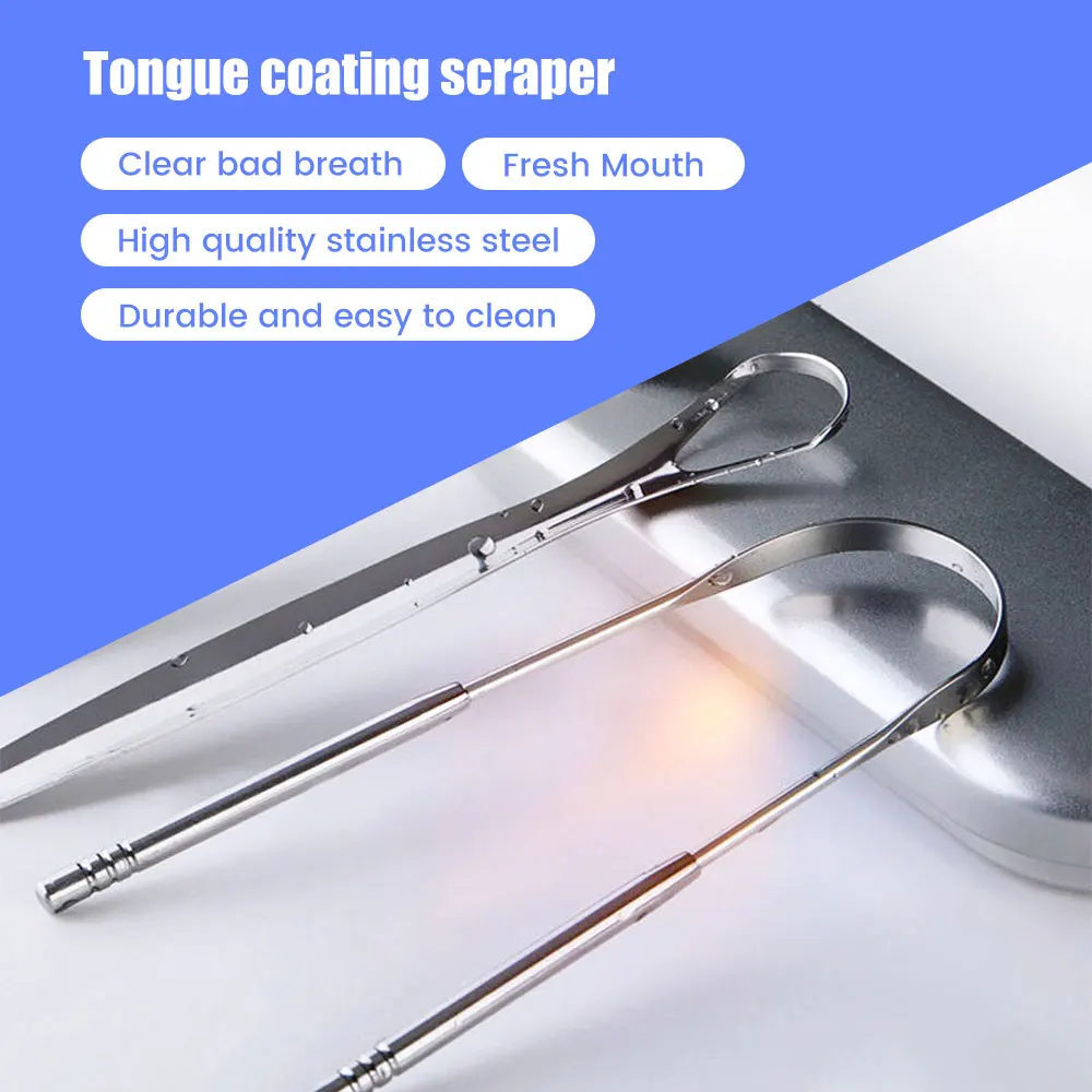 Stainless Steel Tongue Scraper Cleaner for Adult Surgical Grade Professional Eliminate Bad Breath Metal Tongue Brush Dental Tool