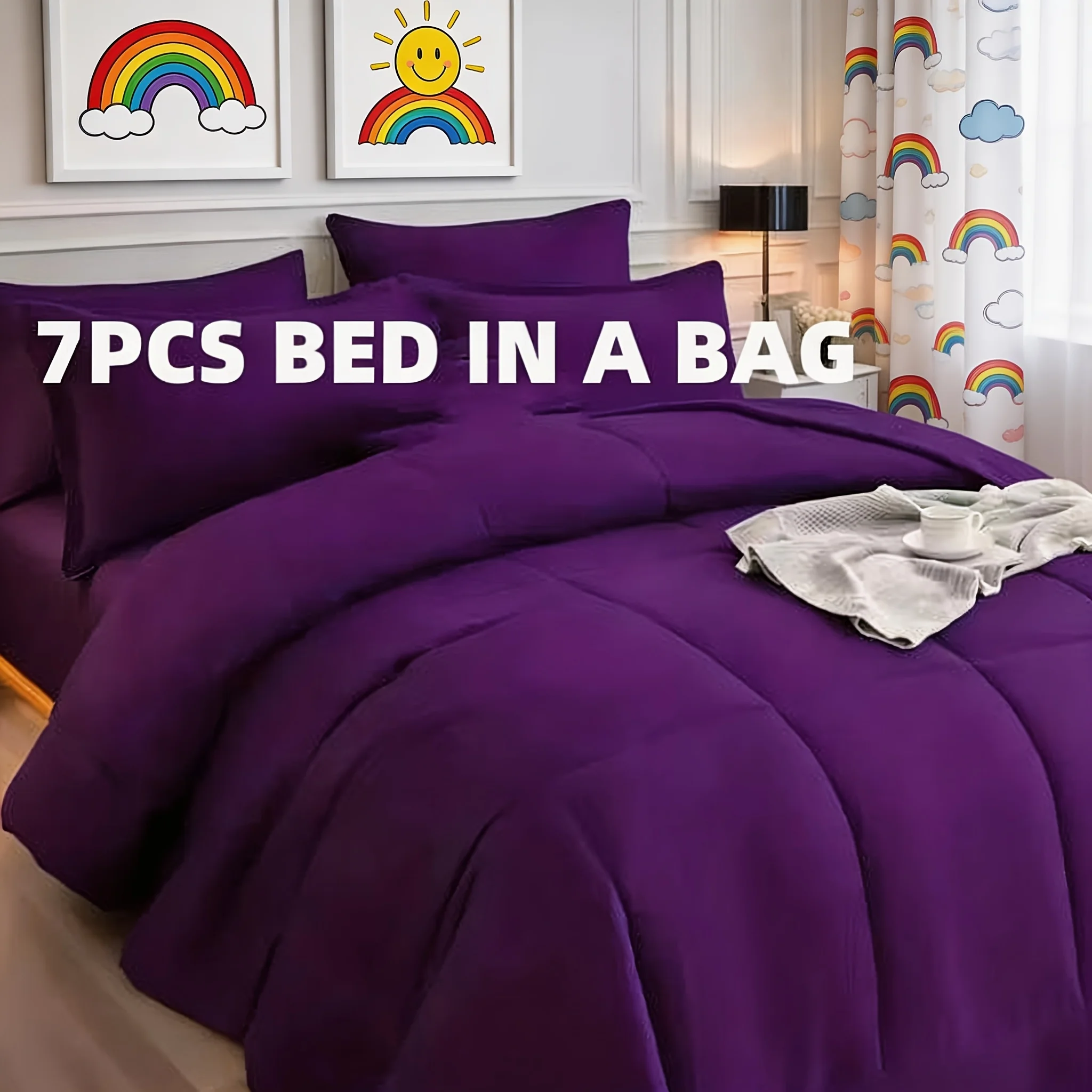 

Комплекты роскошных цветных одеял Cosybay: 4 наволочки, 1 одеяло размера Queen, 1 плоская простыня, 1 простыня на резинке, комплект для стеганого одеяла, идеально подходит для