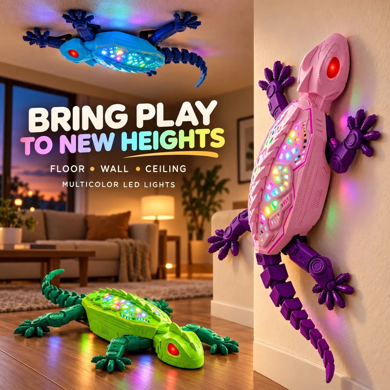 2.4GHz Wireless Remote Control Wall-Climbing Gecko Toy, 360° Rotation with Cool Colorful Lights, Ideal Holiday Gift for Kids
