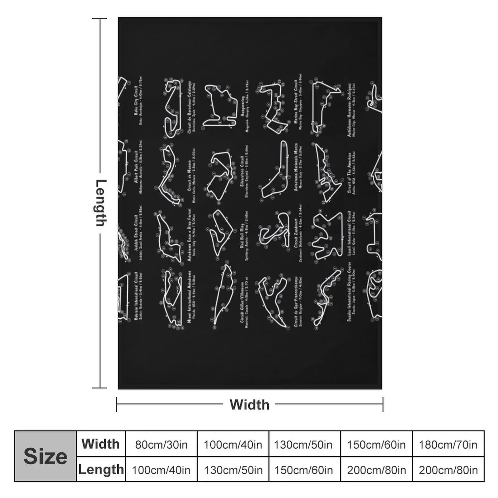 F-1 Race Tracks Vertical (White Stencil - No Background) Throw Blanket Bed linens Cute Plaid Nap Decorative Beds Blankets