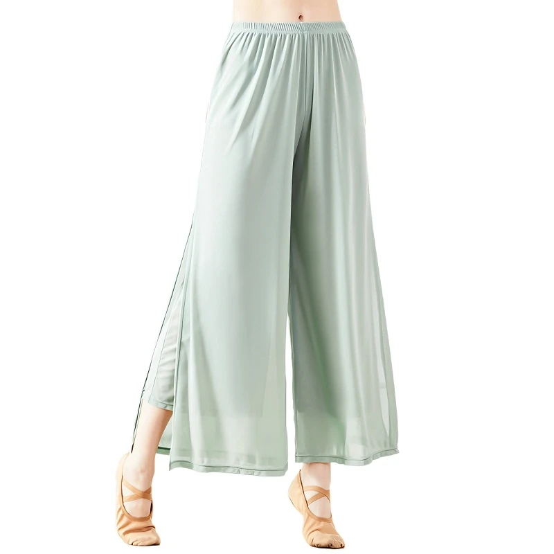 Ballet Pants Woman Sport Pants Fitness Yoga Pants Wide Leg Pants Double Layers Mesh Running Dance Pants Adult Long Pants