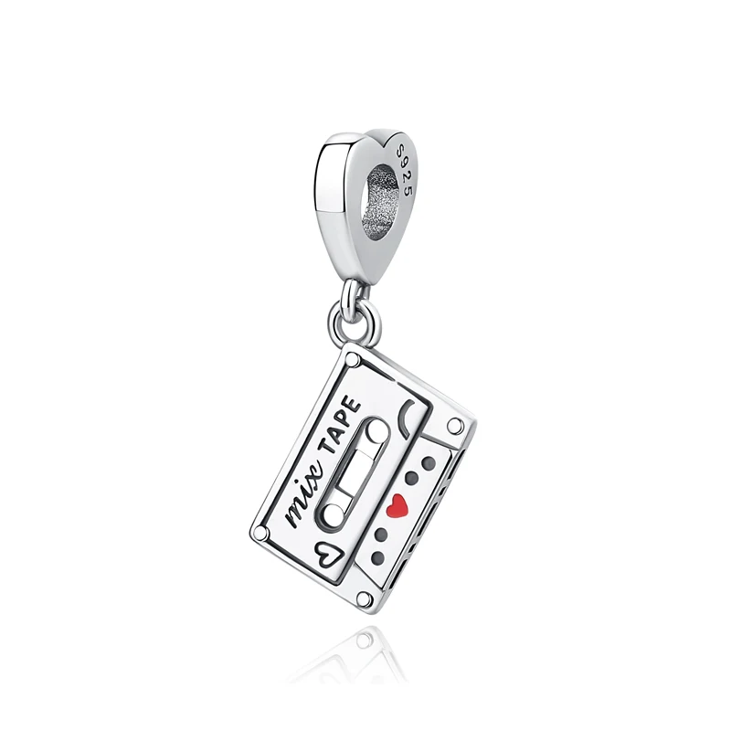 New  Silver Color  Beads Charm Earphone Piano Tape Pendant Charm Paving Zircon Suitable For Bracelet Female