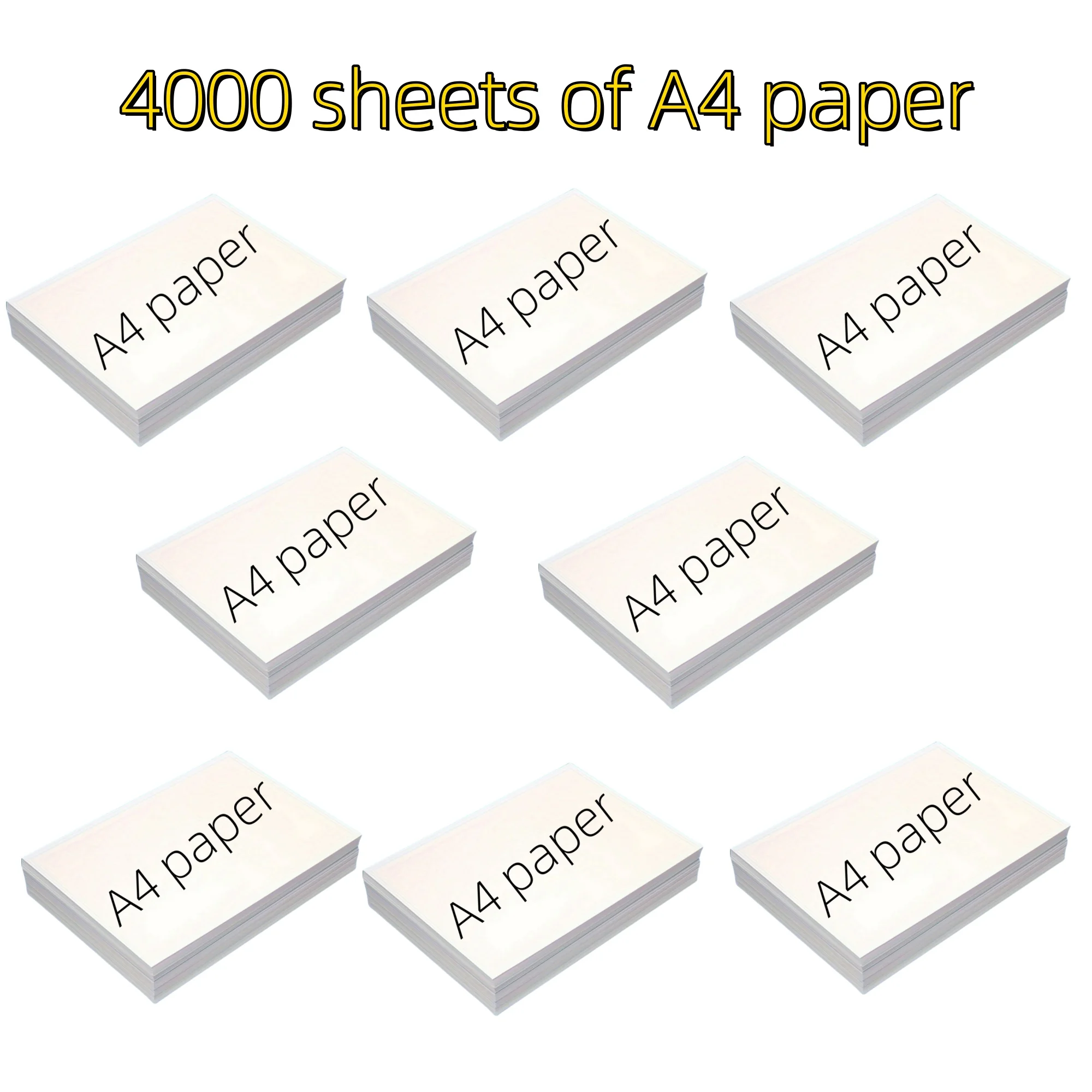 4000 Sheets of A4 White Paper, Suitable for Copying, Printing, and Writing, 500 Sheets Per Pack,8 Packs