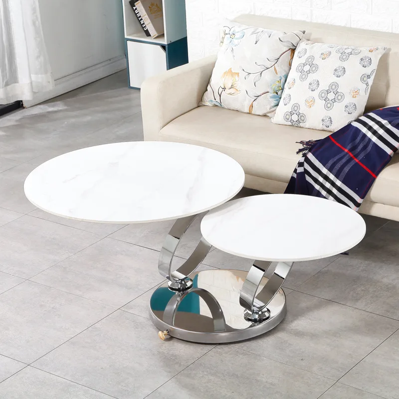 

Креативный вращающийся журнальный столик из каменной плиты в форме кольца, круглый журнальный столик для маленькой квартиры, гостиной, можно закрыть, простой