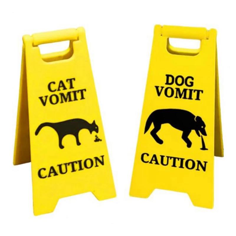 2Pcs Dog Cat Vomit Caution Sign Plastic Outdoor Garden Yard Lawn Pet Cat Vomit Warning Sign Bathroom Decoration