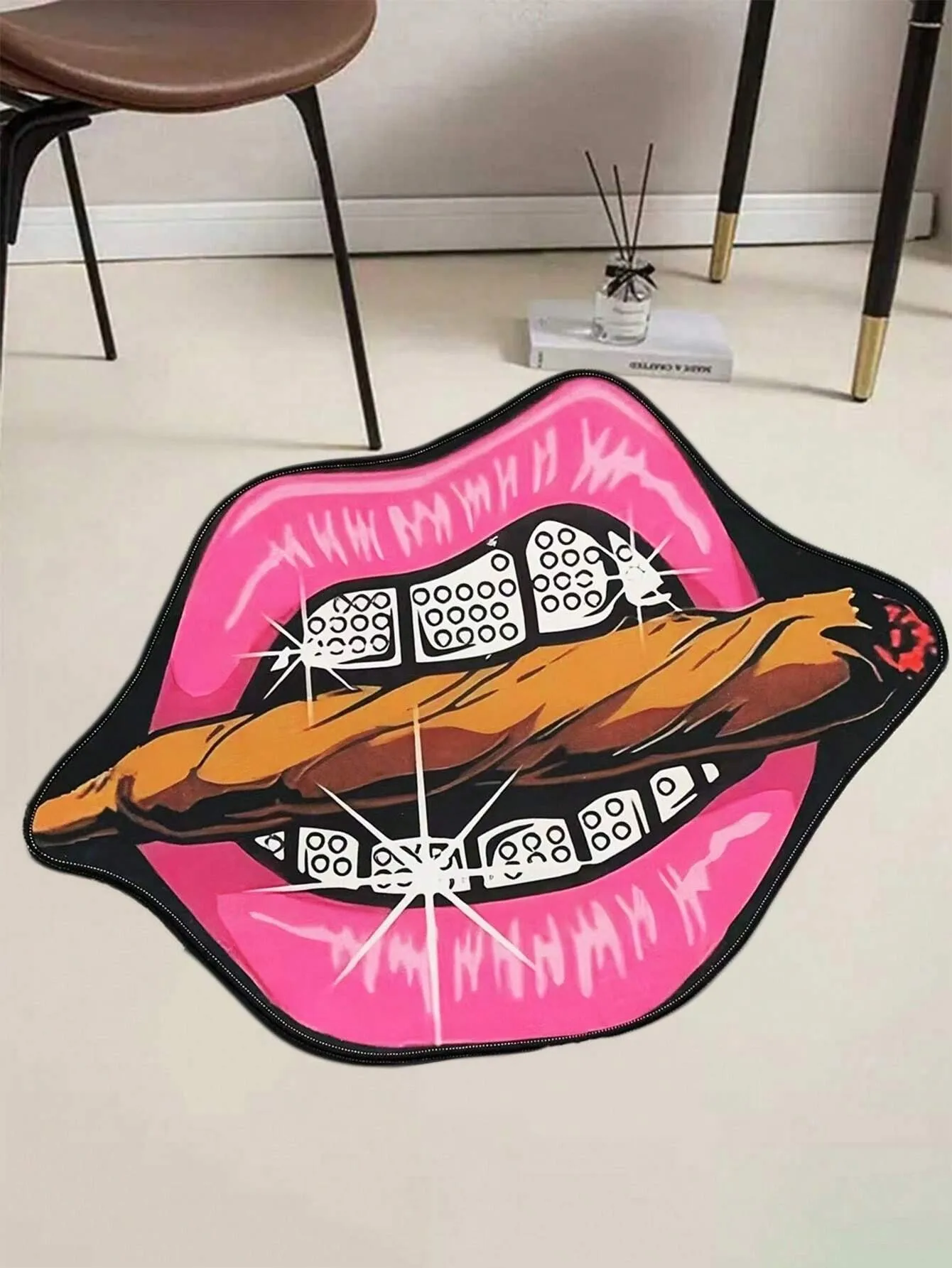 VIKAMA – tapis à lèvres rose créatif, Durable et résistant à l'usure, décoration de maison, de chevet, de chambre à coucher, d'entrée, de décoration de maison