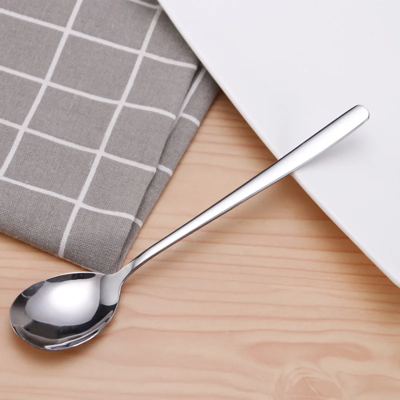 

5 Pcs Coffee Spoon Long Handle Stainless Steel Cutlery Set Korean Style Cake Spoon for Hotel Home Bar Cafe and Office Spoons Set