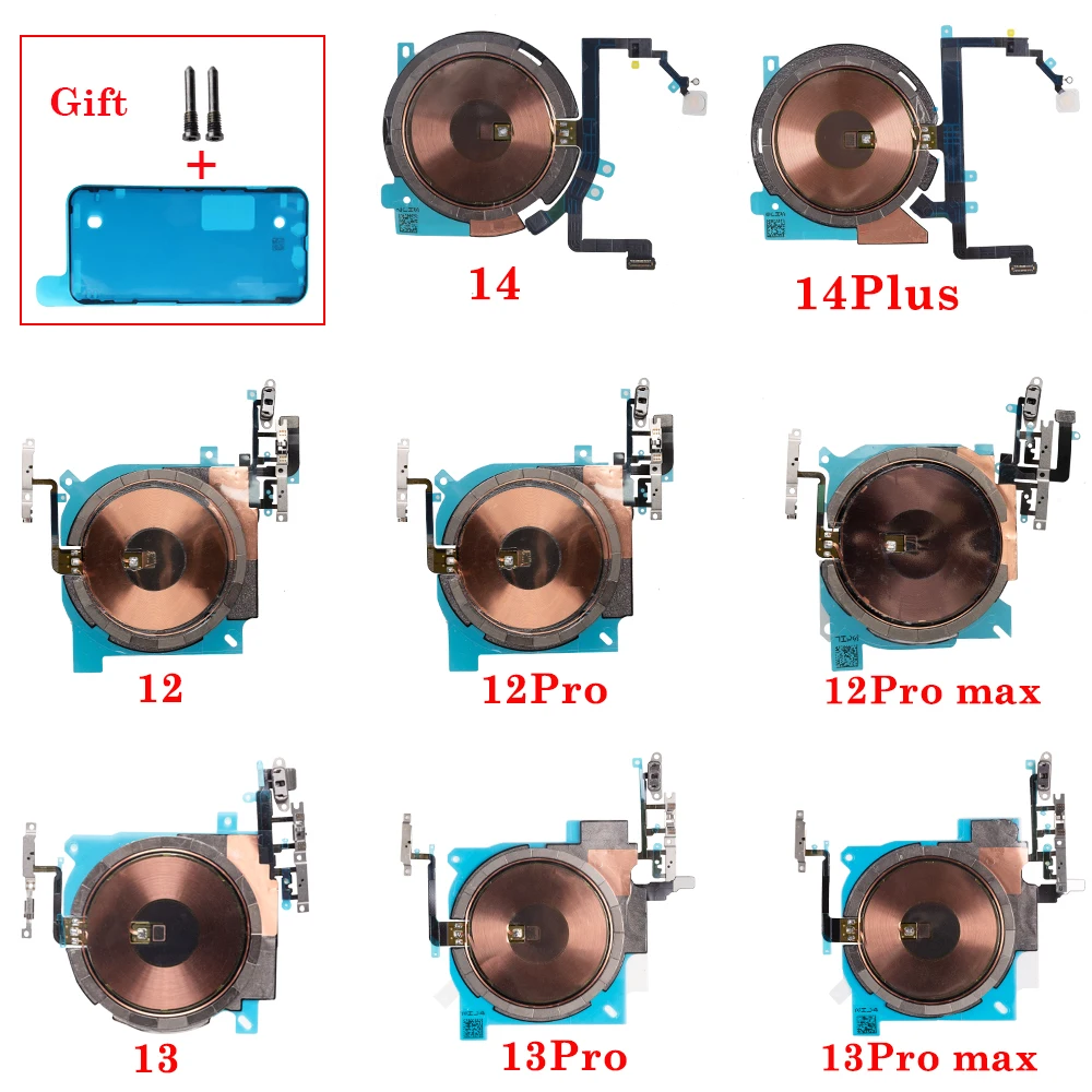 

Pop Wireless Charging Chip Coil NFC With Magnet Power Volume Flex Cable For IPhone 12 13 14 Mini Pro Max Plus Charger Panel Stic