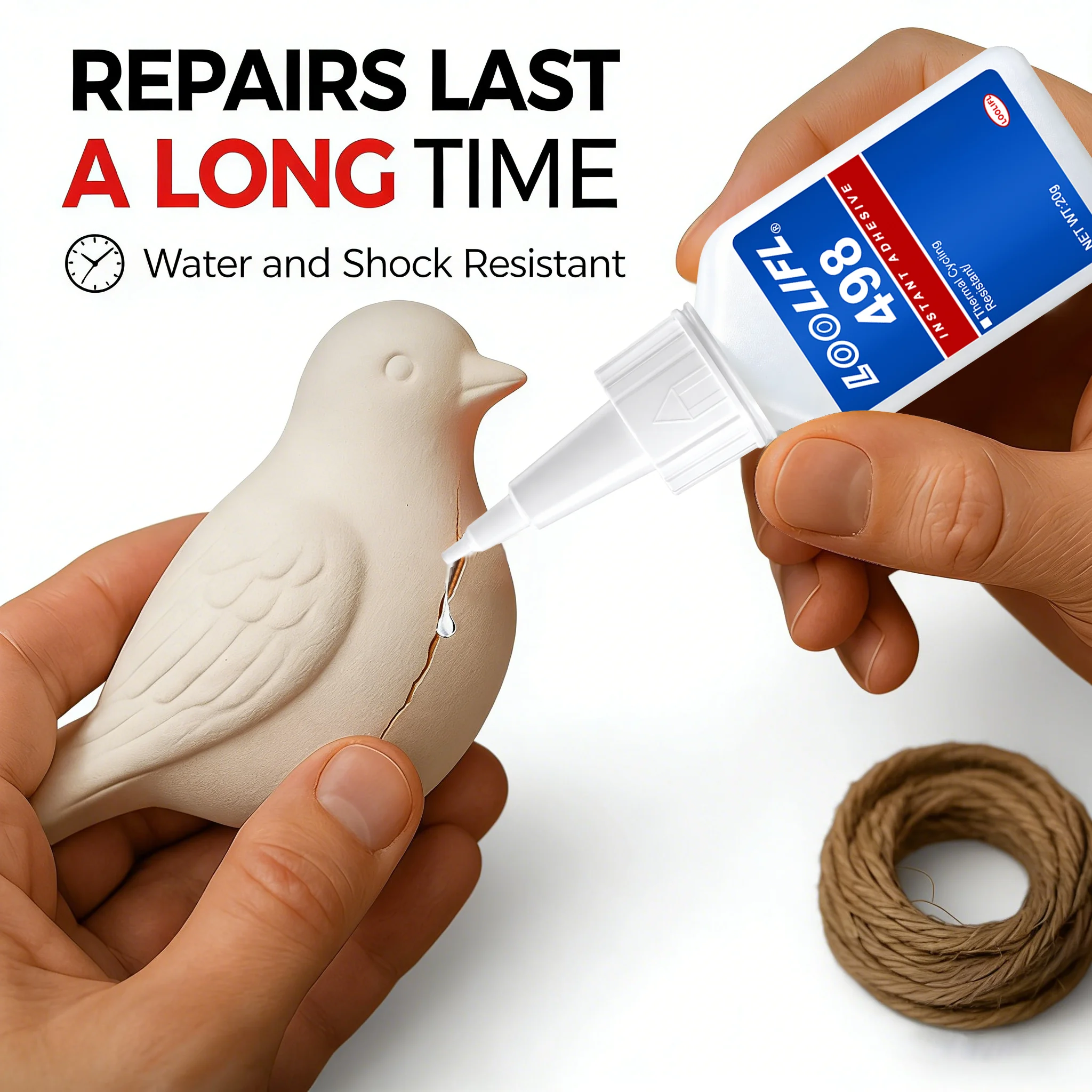 LOOLIFL 498 Instant Adhesive 20g High Temperature Resistant Super Glue Fast Curing Strong Adhesive for Metal Plastic Rubber Cera