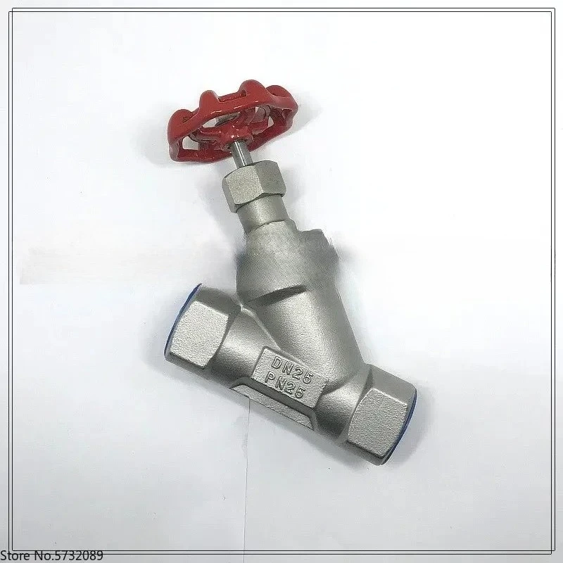 

304 stainless steel manual angle seat valve Y-shaped threaded globe valve DN15 20 25 40 50 65