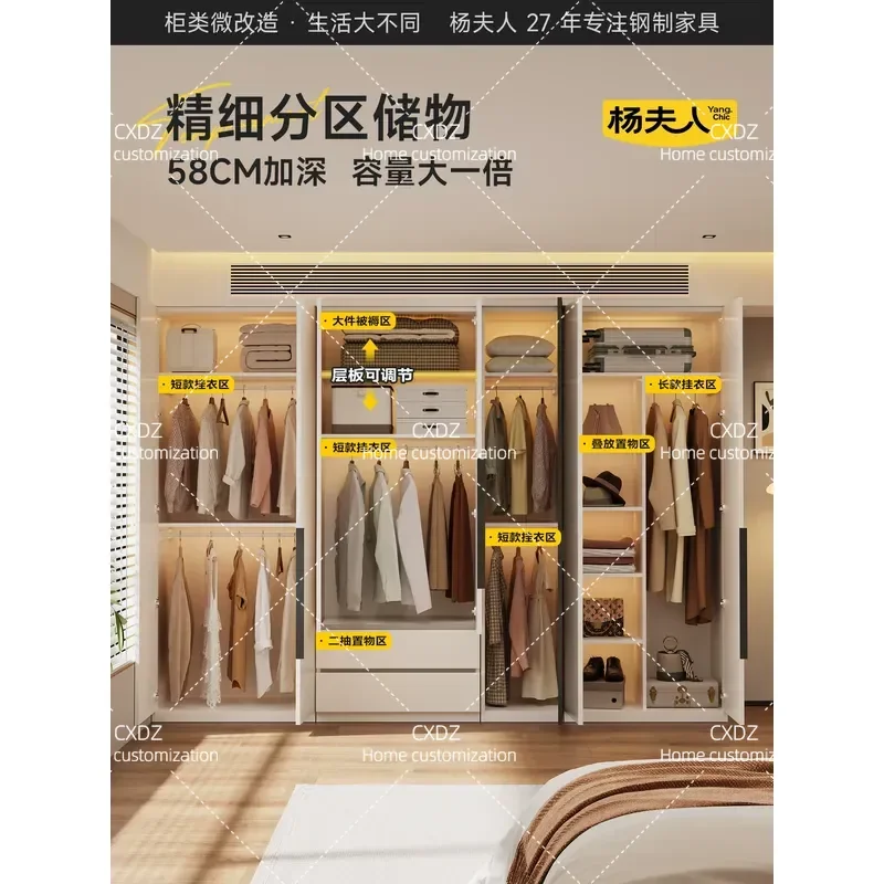 Modern Steel Wardrobe Large Capacity Storage Cabinet High End Bedroom Locker Household Organizer Closet