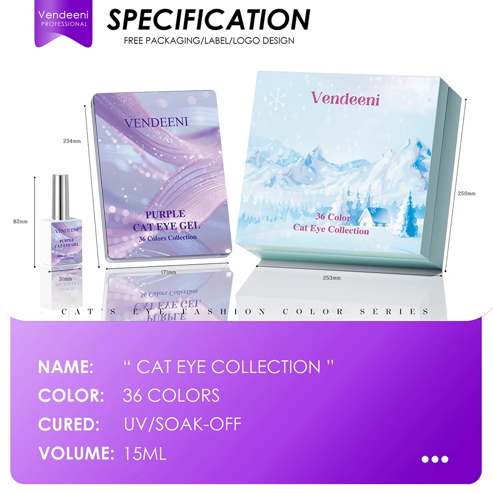 Vendeeni 36 Farben/Set Kristall-Katzenaugen-Gel-Nagellack Magnetischer UV-LED-Soak-Off-Gel-Lack Glasperlen Katzenaugen-Gel mit Display – Detail 30