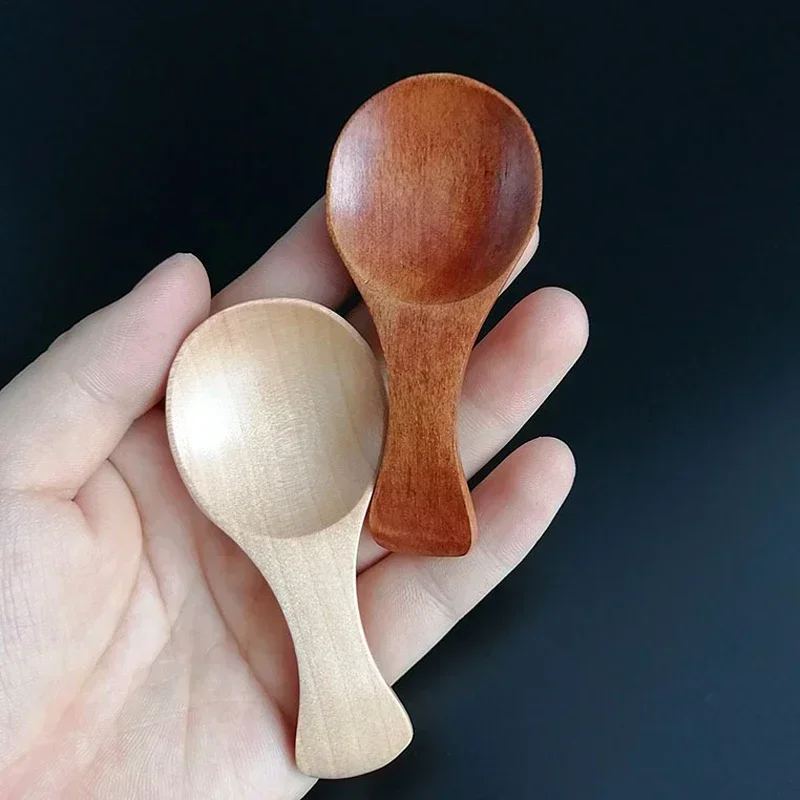 4Pcs Mini Wooden Spoons Small Kitchen Spice Condiment Spoon Sugar Tea Coffee Scoop Short Handle Wood Kids Spoon Kitchen Gadgets