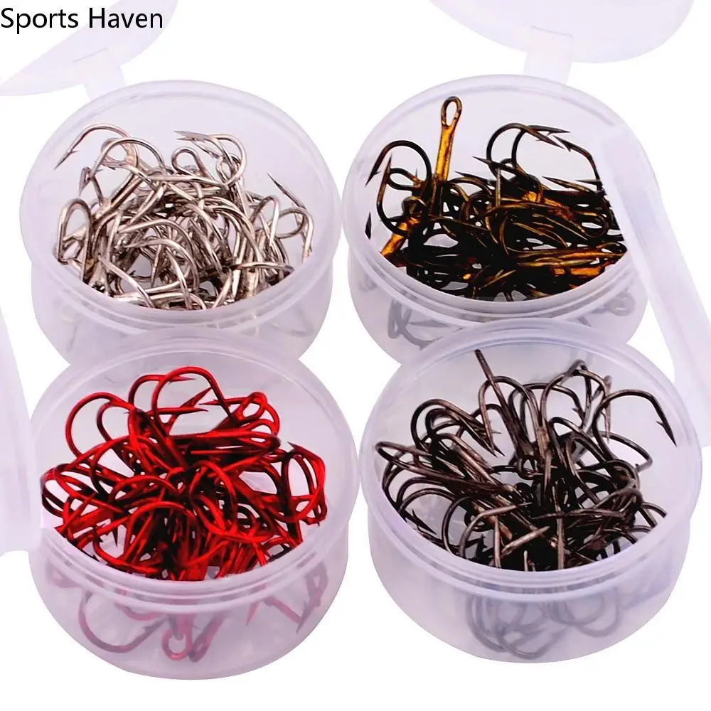 

20 PCS/Box High Carbon Steel Fishing Hook 2#/4#/6#/8#/10# Treble Fishing Hook Fishing Tackle