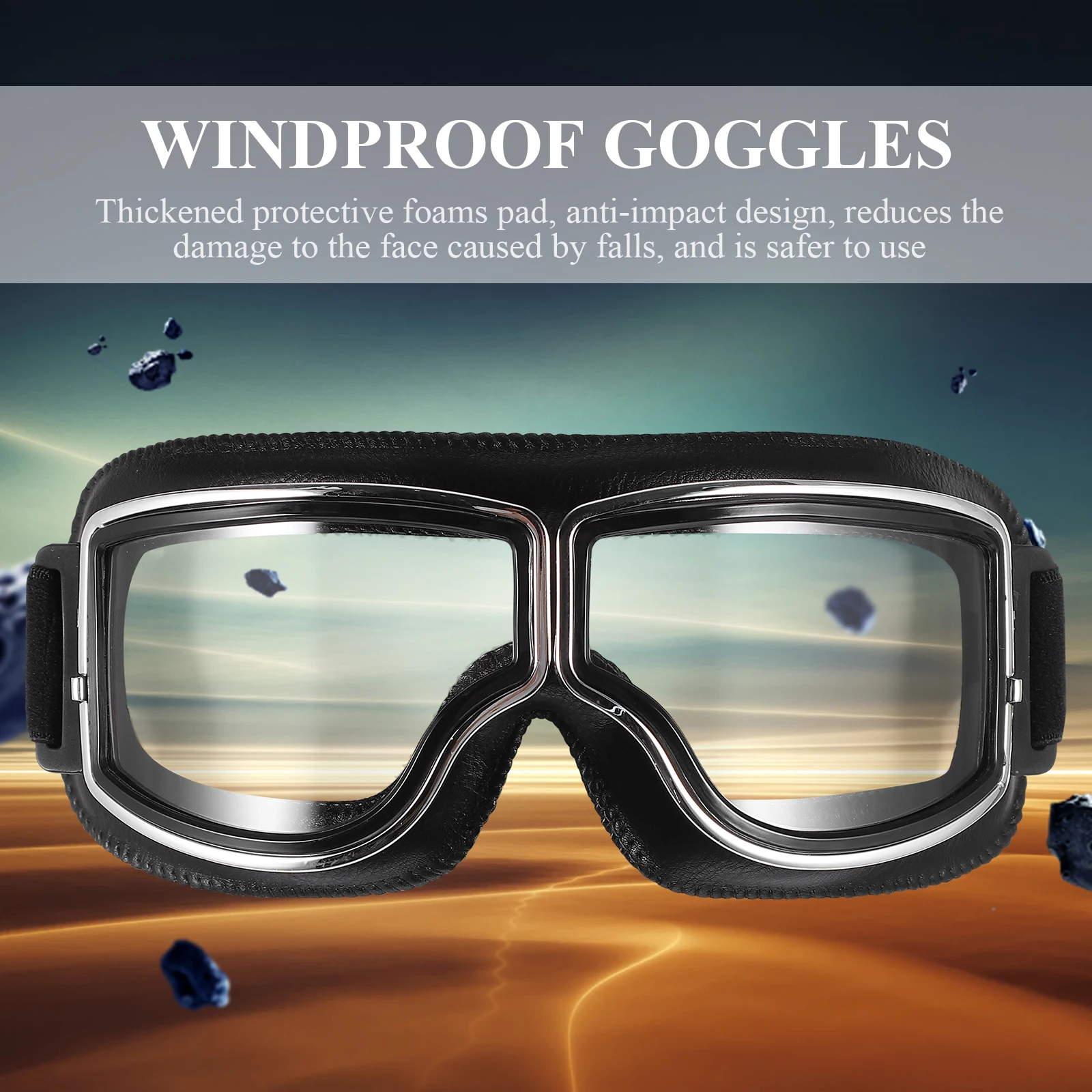 

Motorcycle Goggles Windproof Glasses Outdoor Protective Eye Motocross Riding Safety Gear Thickened Foam Adjustable Straps