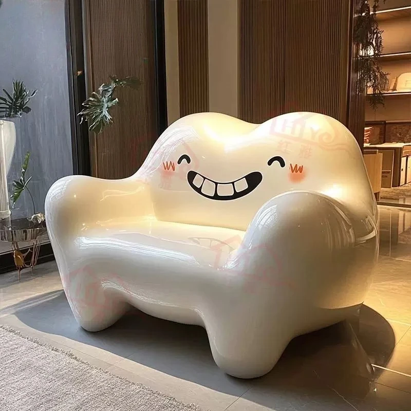 Fiberglass Cartoon Tooth Modeling Seat Children's Area Waiting Chair Outdoor Waterproof Seat Creative Strip Leisure Chair