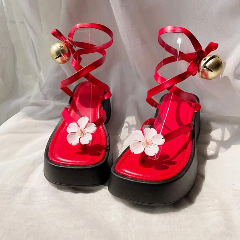 

Sparkle Cosplay for Game Honkai Star Rail Red lovely flower High Heeled Thick Sole customize Cos shoes Japanese Clogs