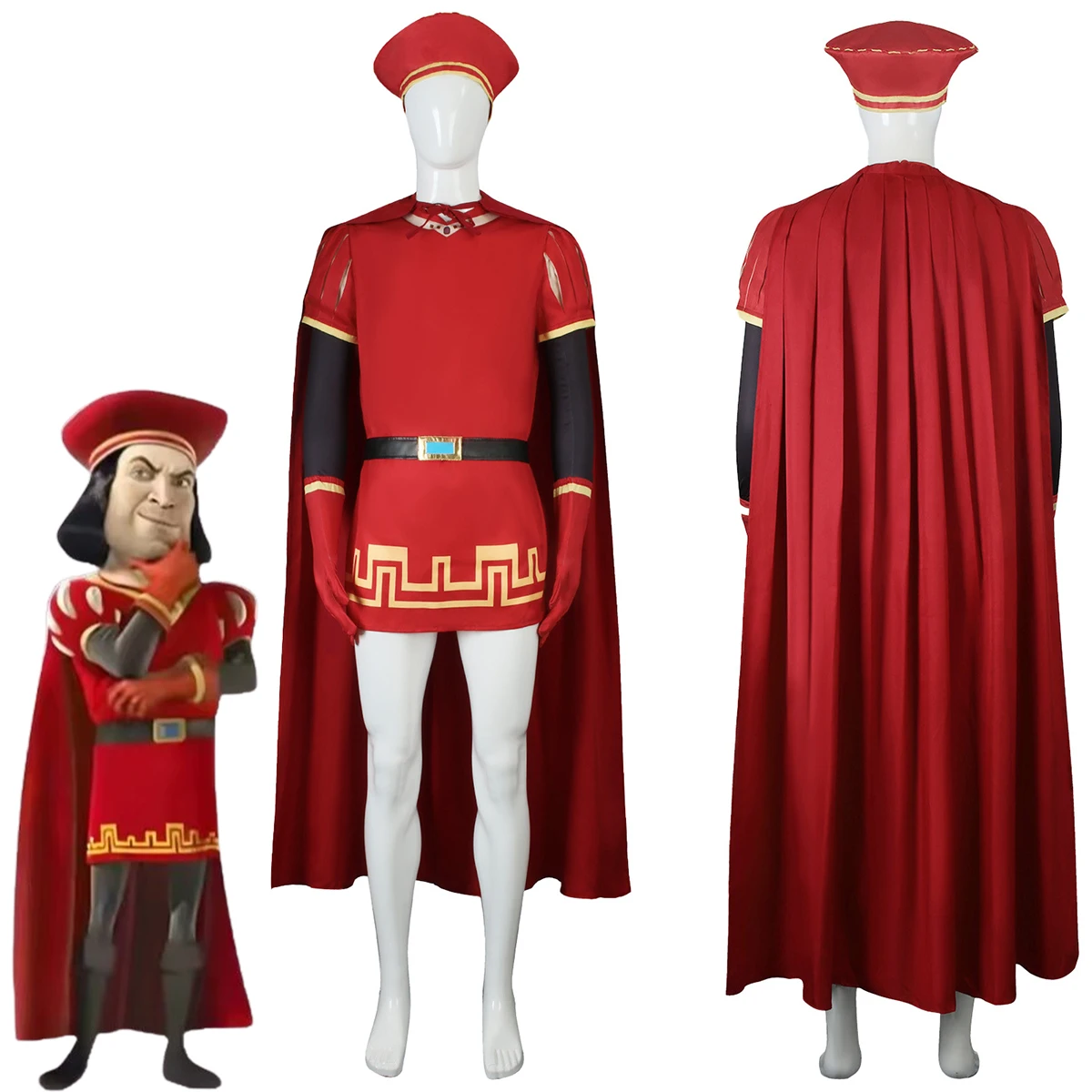 

2026 New Lord Farquaad Cosplay Costume Shrek Carnival Uniform Wig Anime Halloween Role Playing Holiday Party 4D Costumes Game