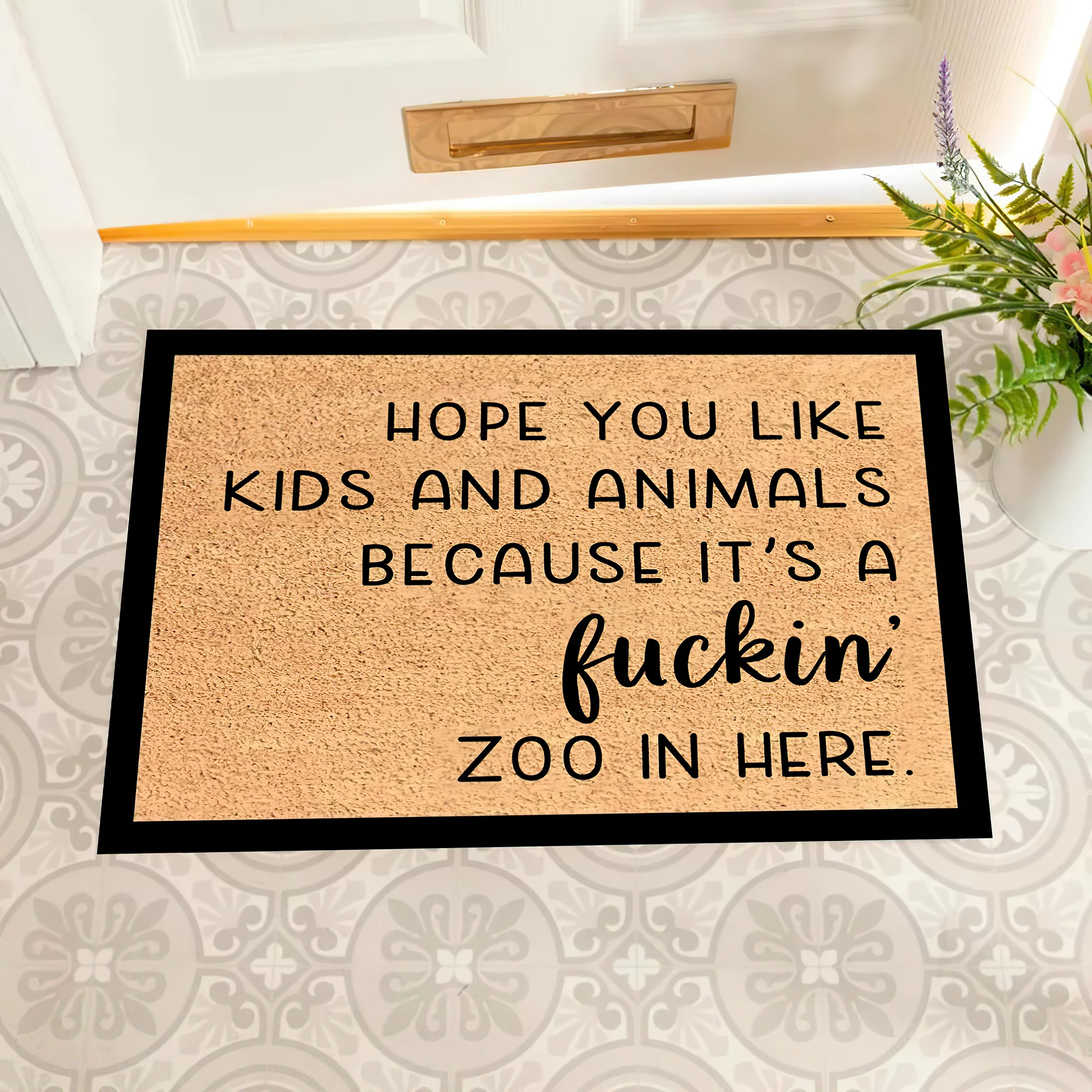 

Hope You Like Kids And Animals Doormat Rubber Non-Slip Funny Mats for Entryway Door Mat Indoor Floor Foot Mat